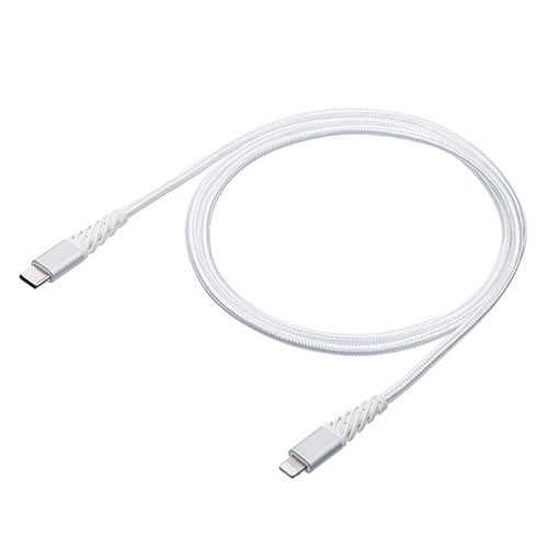 断線しにくい USB Type-C-Lightningケーブル 1m ホワイト 高耐久メッシュケーブル Apple MFi認証品 500-IPLM025W