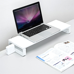 Mac液晶モニター台(USBポート&電源タップ付き・ホワイト)
