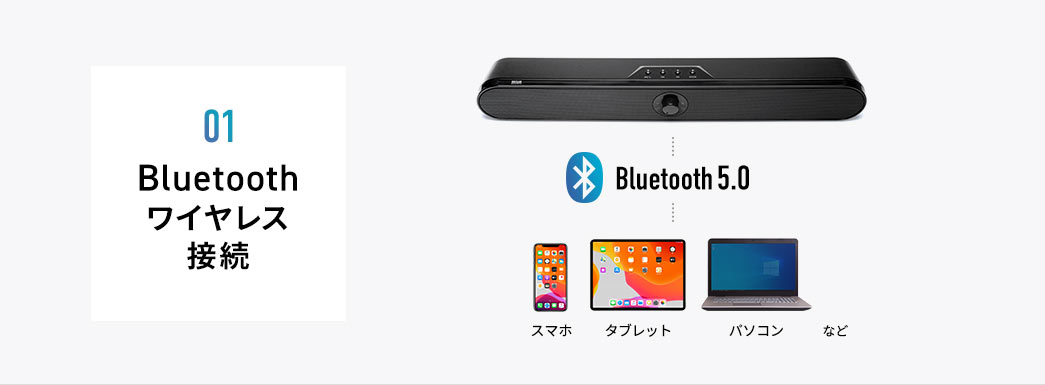 サウンドバー(PC・パソコン・スマートフォン・テレビ接続・Bluetoothワイヤレス・バッテリー内蔵・20W出力)/400-SP092【Mac  Supply Store】