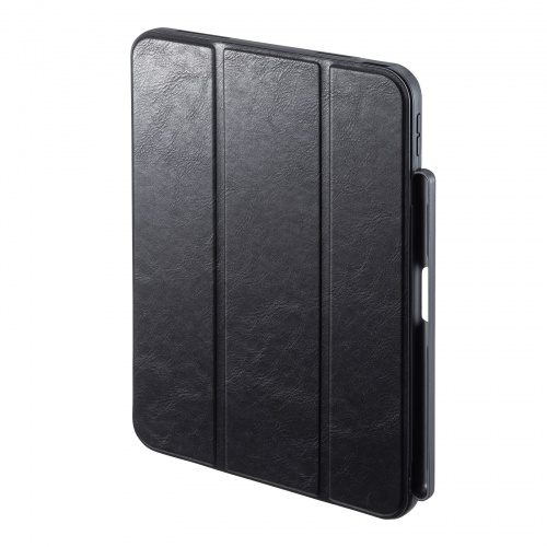 10.9インチ iPad ソフトレザーケース 手帳型 Apple Pencil収納ポケット付き ブラック