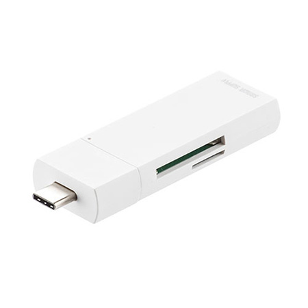 USB Type-Cカードリーダー(カードリーダー・SD・microSD・USBハブ・スライドキャップ)/400-ADR322W【Mac Supply  Store】