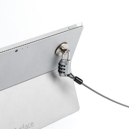 【セール】iPadセキュリティ 南京錠取付け 盗難防止 3M社製両面テープ 丸型 シルバー