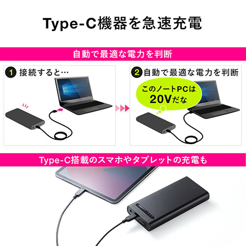 在庫限り】ノートパソコン用モバイルバッテリー(大容量19080mAh・DC出力対応・PD60W対応・DCプラグ付き・日本メーカー製リチウムイオン電池・PSE適合)/700-BTL047【Mac  Supply Store】