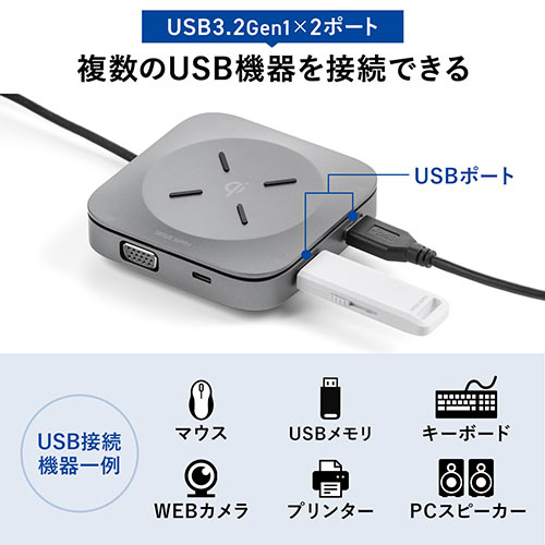処分特価】モバイルドッキングステーション 巻き取り USB Type-C