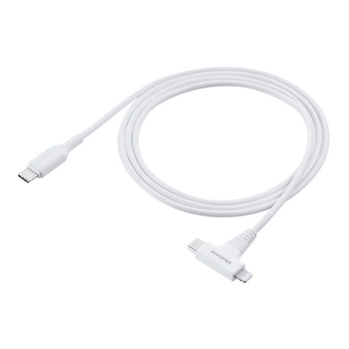 USB Type-C Lightning 2in1 USBケーブル 1.2m USB PD60W対応 データ転送 MFi認証品 iPad(第10世代) iPhone15/14対応 ホワイト
