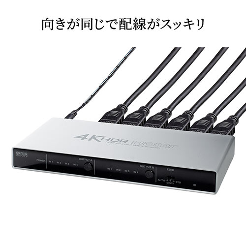 HDMIマトリックス切替器 4入力2出力 4K 60Hz HDR HDCP2.2 光デジタル