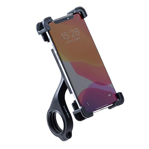 自転車用スマートフォンホルダー(脱落防止・固定・iPhone・スマートフォン・4～6.5インチ対応・360度回転・簡単着脱・ブラック)