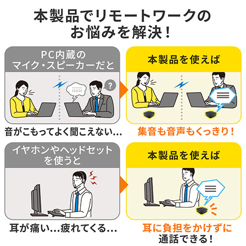 WEB会議スピーカーフォン 小型 テレワーク 1人用 デュアルマイク ...