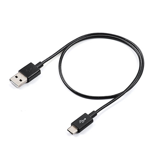 USB タイプCケーブル(USB2.0・USB Aオス/Type-Cオス・50cm・ブラック)/500-USB056-05【Mac Supply  Store】