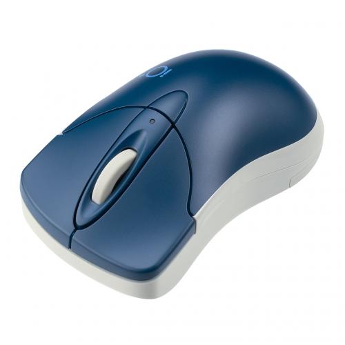 小型Bluetoothマウス イオプラス 静音ボタン マルチペアリング 3ボタン ネイビー