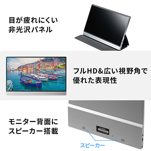 モバイルモニター 12.5インチ フルHD Type-C/miniHDMI接続 スピーカー