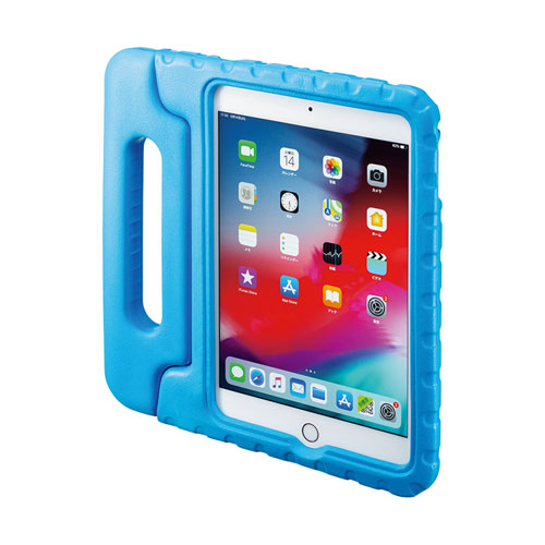 【アウトレット】【わけあり在庫処分】iPad mini 2019 ケース(衝撃吸収ケース・ハンドル付き・ブルー)