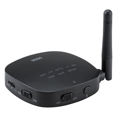 Bluetooth送信機・受信機(トランスミッター・レシーバー・低遅延・ハイレゾ相当対応・3.5mm・光デジタル・USB対応) 400-BTAD008