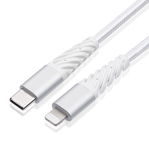 断線しにくい USB Type-C-Lightningケーブル 1m ホワイト 高耐久