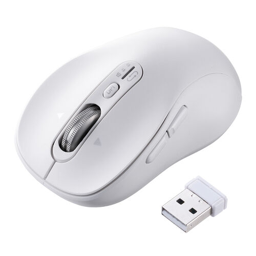 チルト&高速スクロール Bluetoothマウス 専用レシーバー接続 静音ボタン ホワイト