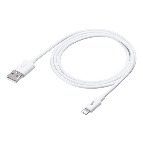 ライトニングケーブル(iPhone・iPad・Apple MFi認証品・充電・同期・Lightning・1m・ホワイト) 500-IPLM011WK2