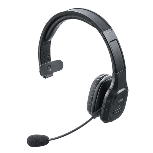 Bluetoothヘッドセット ワイヤレスヘッドセット ノイズキャンセルマイク 32時間連続使用 片耳タイプ オーバーヘッド型 在宅勤務 コールセンター 400-BTMH022BK