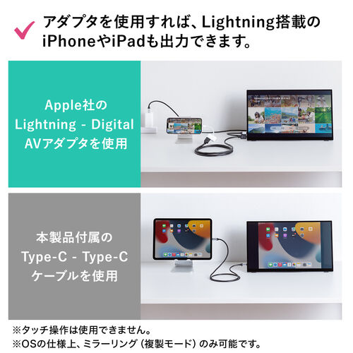 タッチ対応 モバイルモニター 15.6インチ フルHD IPS方式 グレア Mac