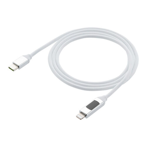 電力表示つき USB Type-C Lightningケーブル 1m MFi認証品 やわらかシリコンケーブル 充電 データ転送 ホワイト