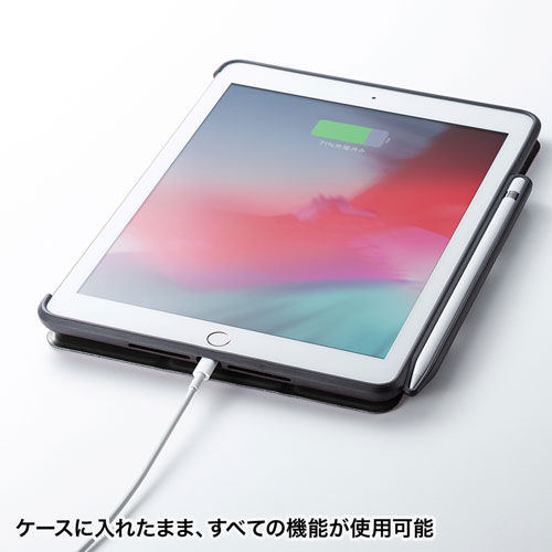 iPad 10.2インチ Apple Pencil収納ポケット付きケース ブラック/PDA 