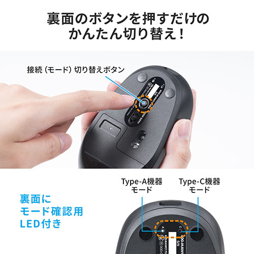 ワイヤレスマウス 充電マウス コンボマウス Type-C Type-A 静音マウス 充電式 スマホスタンド付き  ポーチ付き/400-MAWC173BK【Mac Supply Store】