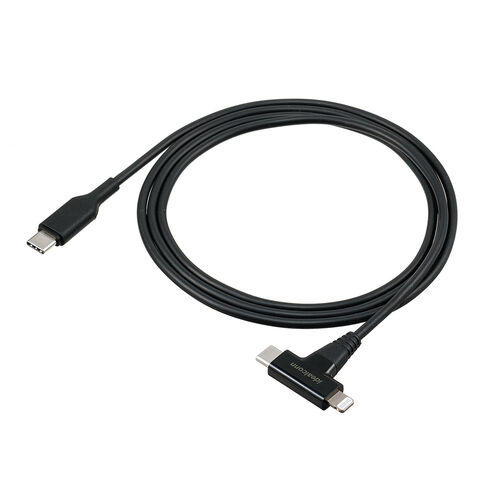 USB Type-C Lightning 2in1 USBケーブル 1.2m USB PD60W対応 データ転送 MFi認証品 ブラック