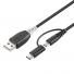 充電お知らせケーブル 2in1 USB Type-Cケーブル 音 光 USB2.0 1m 充電 データ転送 スマホ タブレット ブラック