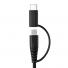 充電お知らせケーブル 2in1 USB Type-Cケーブル 音 光 USB2.0 1m 充電 データ転送 スマホ タブレット ブラック